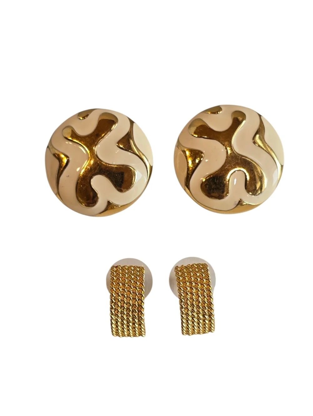 Monet Goldtone Vintage Bracelet Pierced Earring 3 Piece Bundle